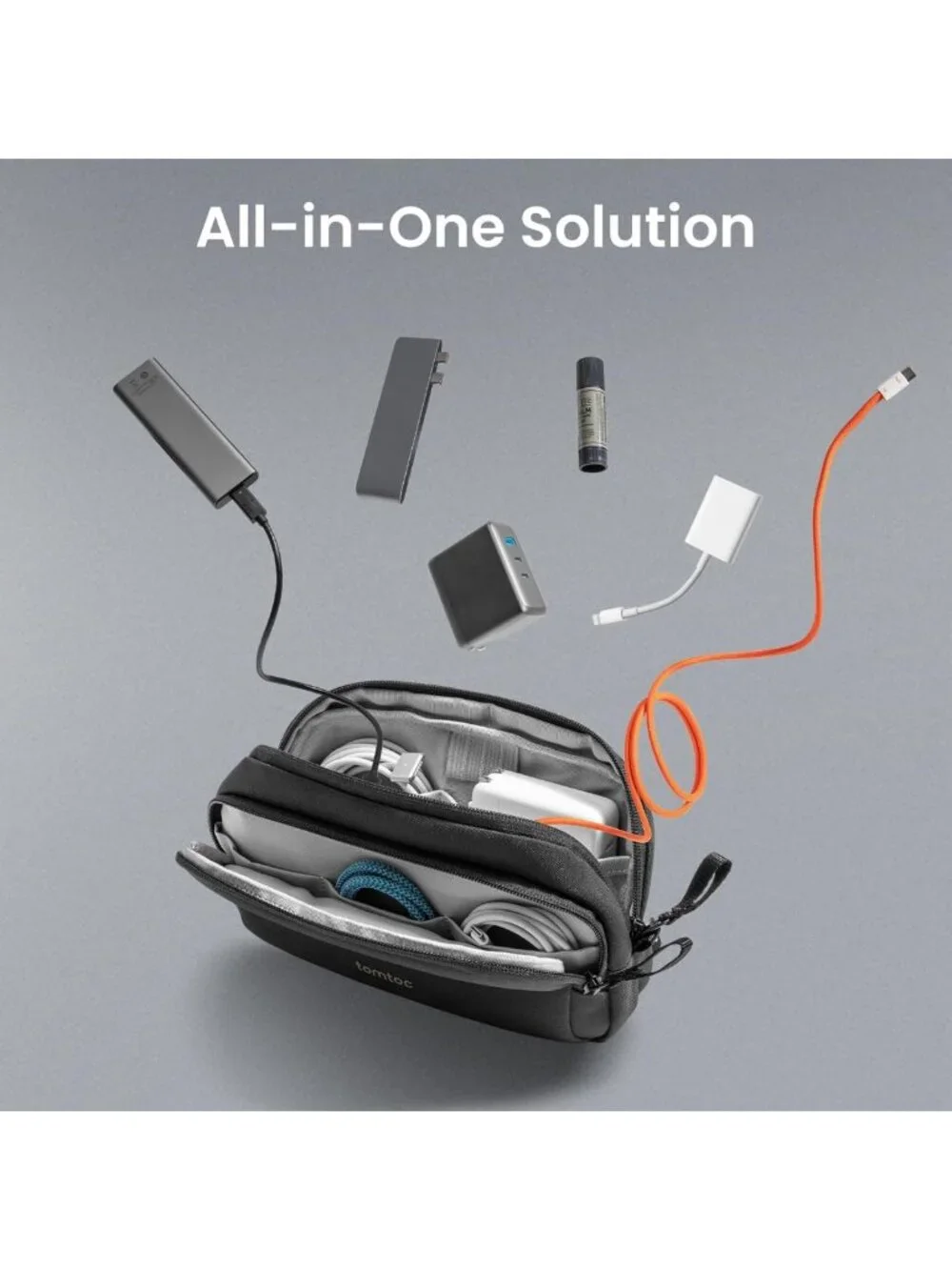 Water-Resistant Tech Organizer Pouch | Dual Compartment Travel Case for Cords
